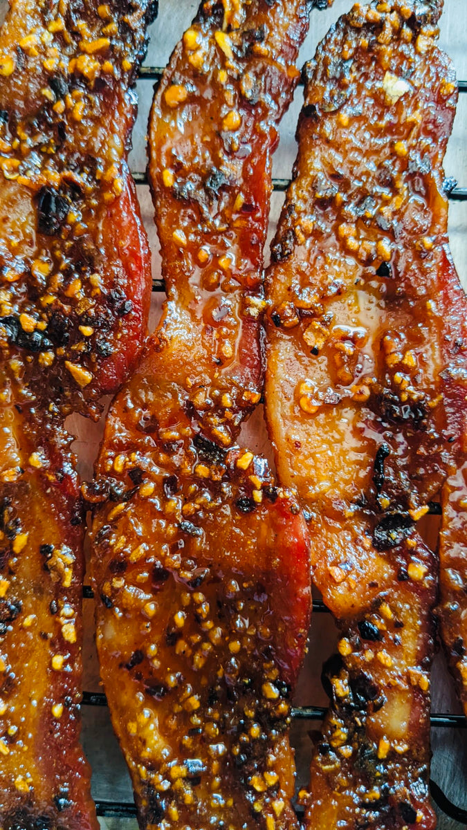 Chili Crisp Crusted Maple Bacon Recipe – Mr Bing Foods