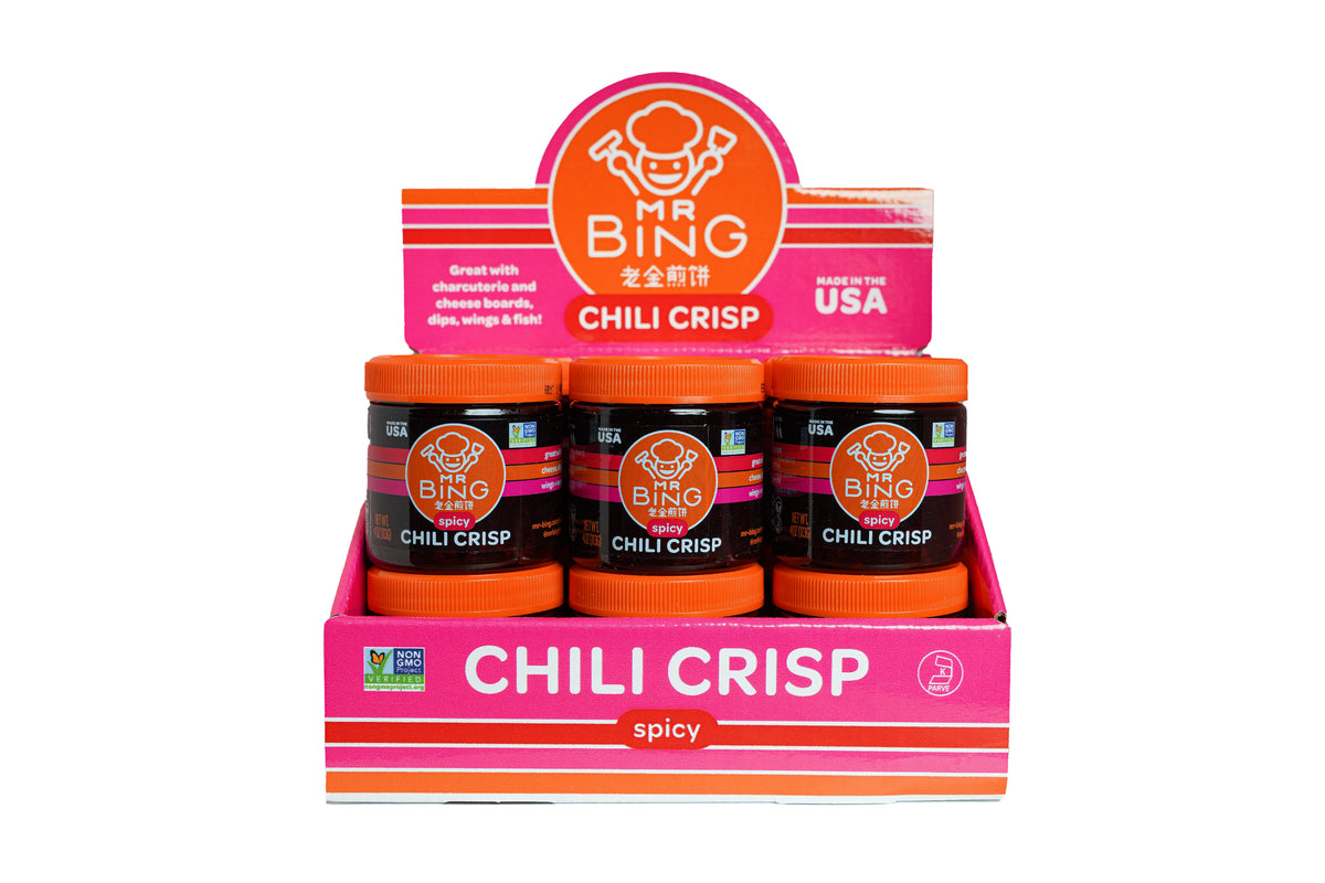 Mr Bing Chili Crisp Counter Display 124oz Jars Mr Bing Foods