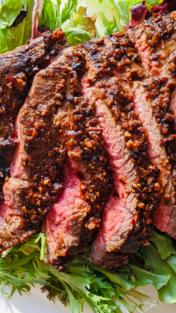 Bing Crusted Flank Steak Recipe