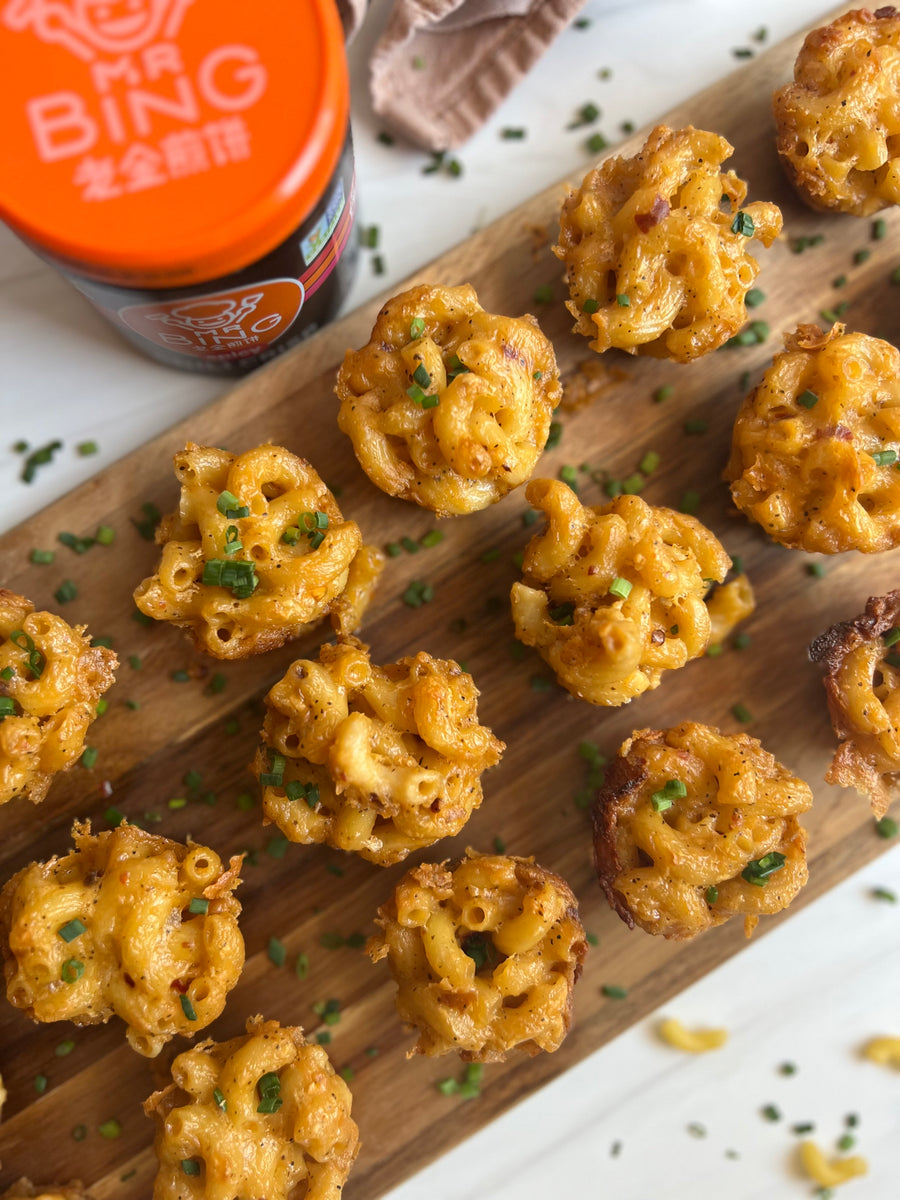 Chili Crisp Mac N Cheese Bites – Mr Bing Foods